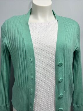 Cyrus Mint Green Ribbed Button-Front Cardigan Size XL